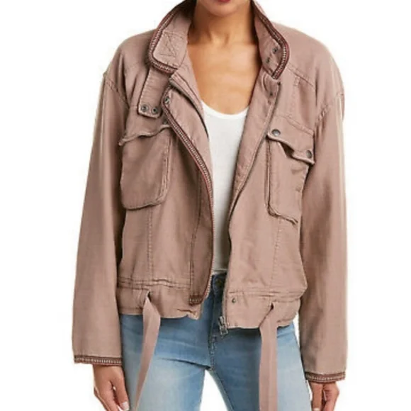 Free people, Flight line bomber light pink/ mauve jacket, size S - Picture 2 of 9